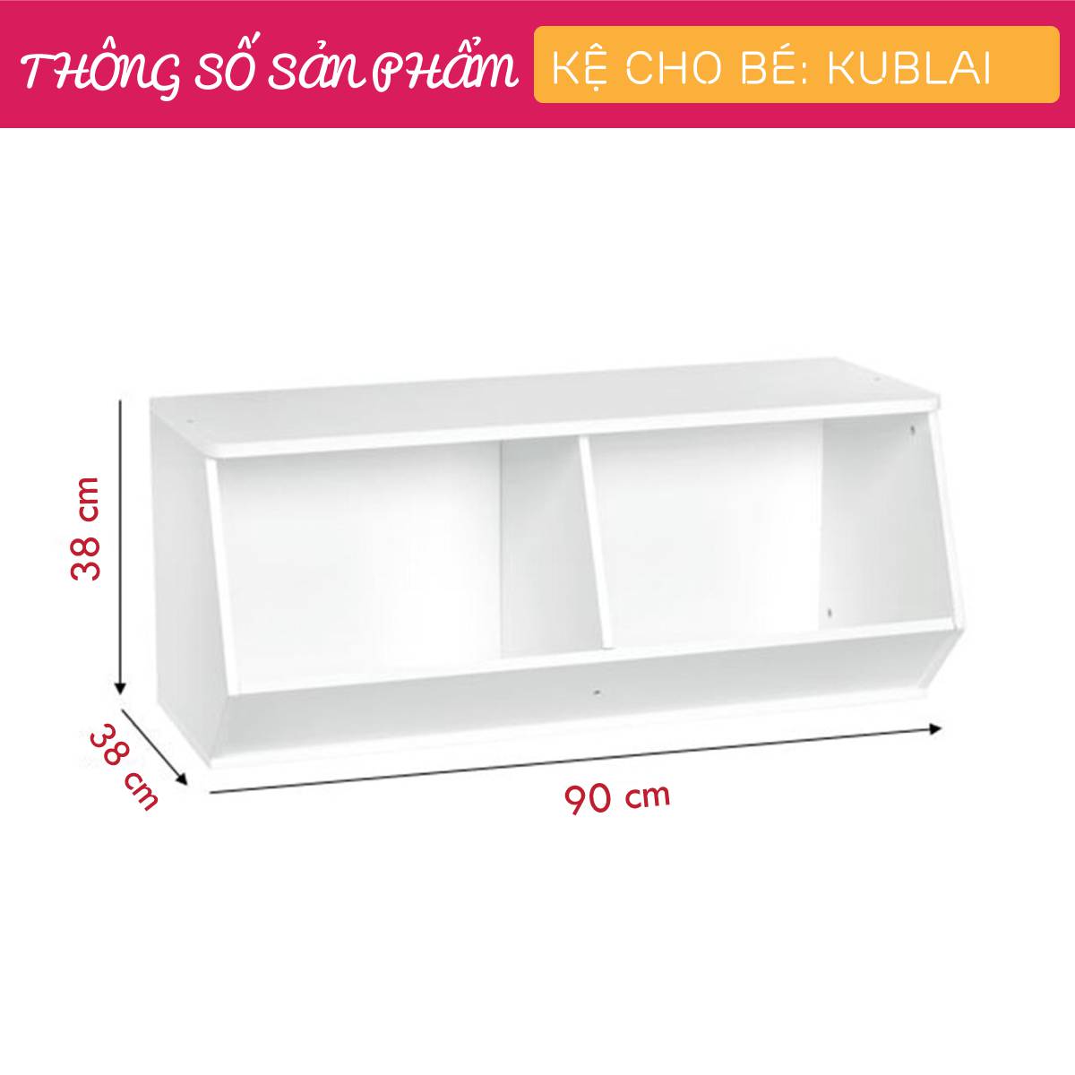 Kệ để đồ chơi cho bé SMLIFE Kublai | Gỗ MDF dày 17mm chống ẩm | D90xR38xC38cm