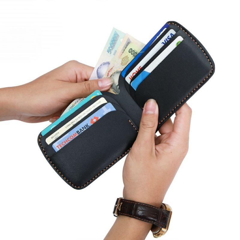 Ví ngang, bóp mini nhỏ gọn da bò thật thời trang cao cấp nhiều ngăn tiện lợi