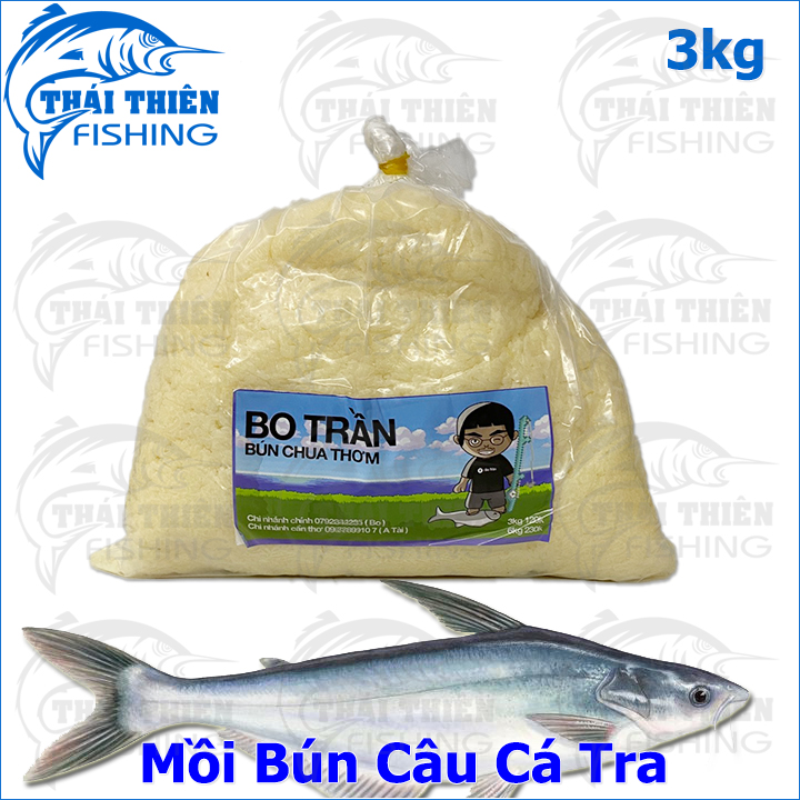 Mồi Câu Cá Tra, Bún Chua Thơm Bo Trần Túi 3kg Chuyên Tra Sông Tự Nhiên, Hồ Dịch Vụ