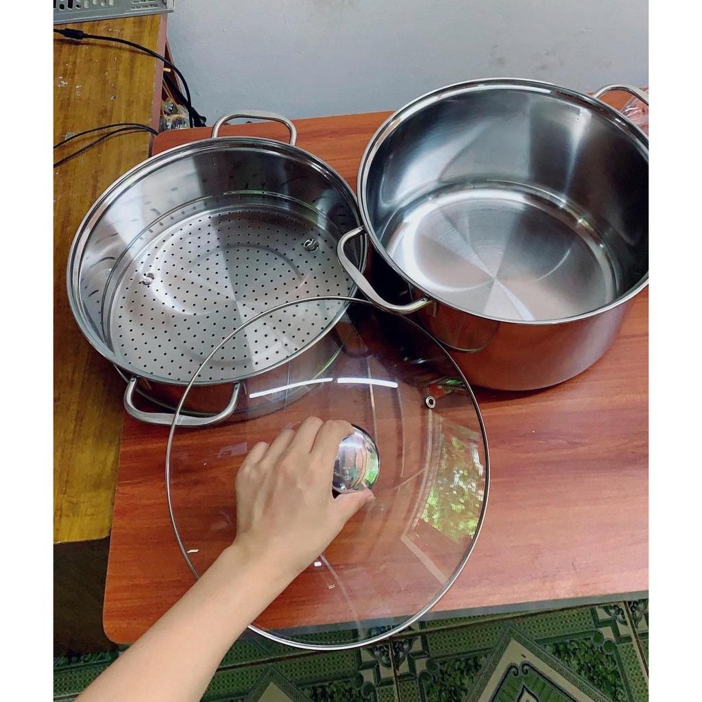 NỒI XỬNG HẤP HQ COOK 28CM NẮP KÍNH CƯỜNG LỰC AN TOÀN