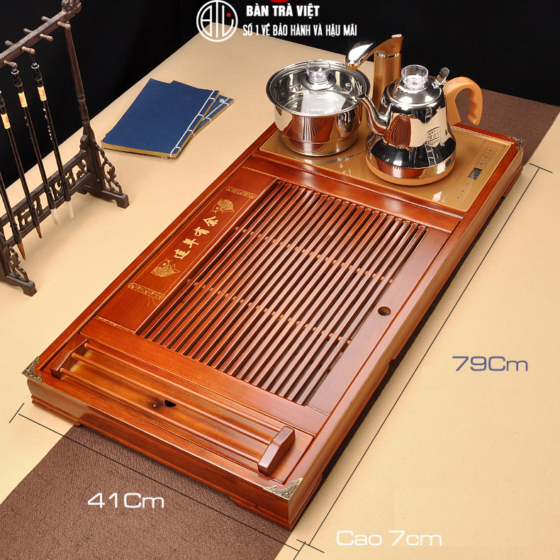 Bàn trà điện giá rẻ - Bàn màu vàng, bộ bếp điện tự động đầy đủ ấm chén bảo hành đổi mới 12 tháng