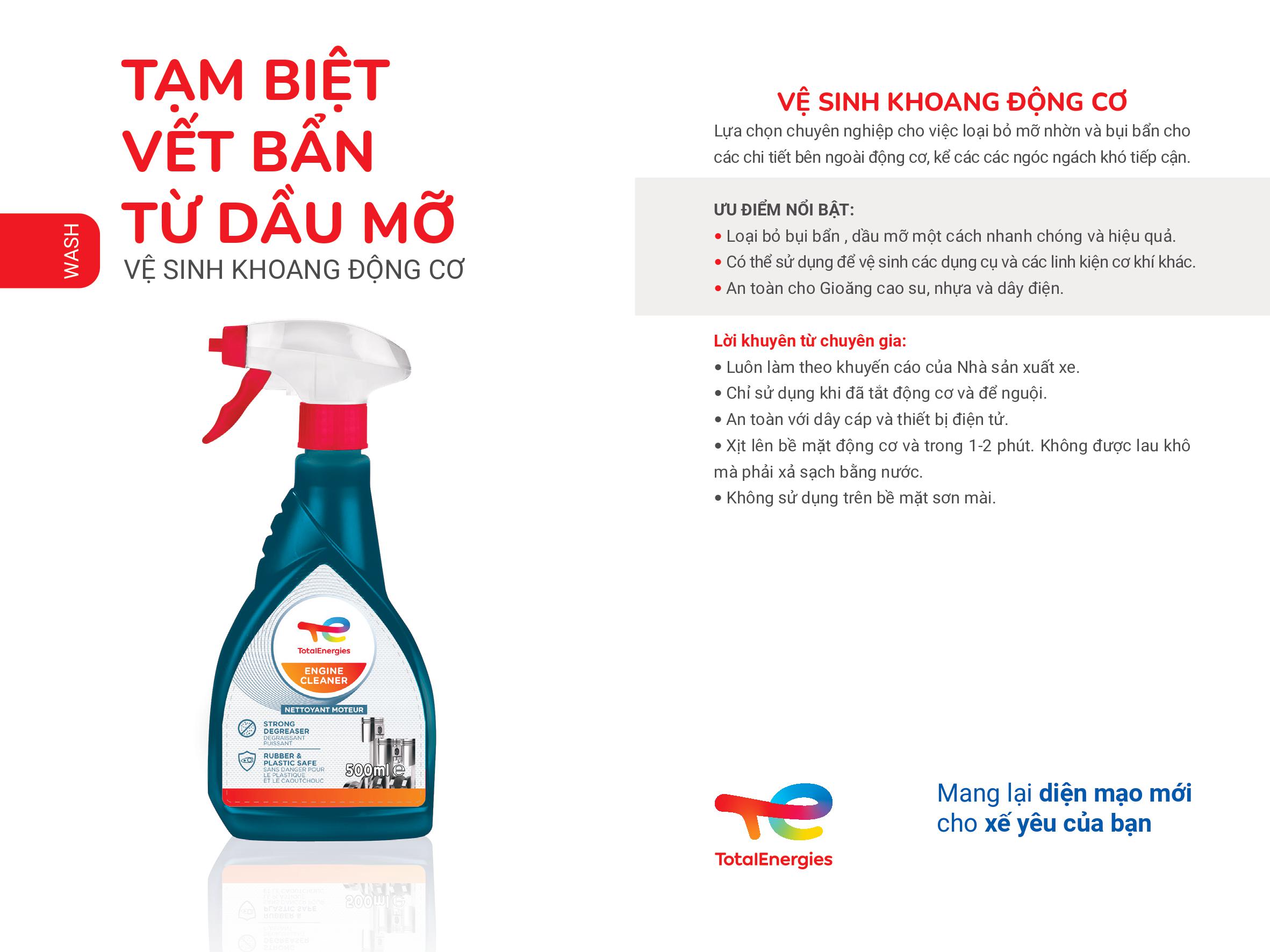 Vệ sinh khoang máy động cơ vết bẩn dầu mỡ -  Total Engine cleaner 500ml