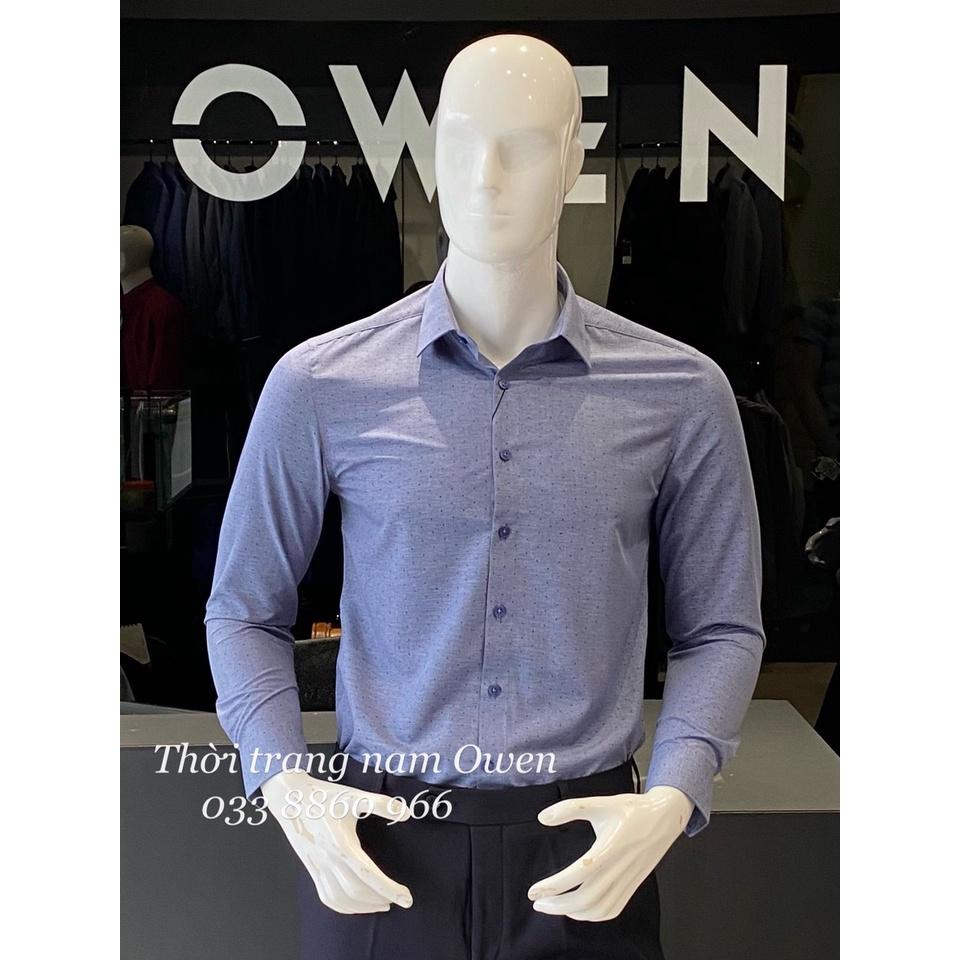 Hình ảnh OWEN - Áo sơ mi dài tay Owen Slimfit chất sợi tre màu xanh chấm bi 23302