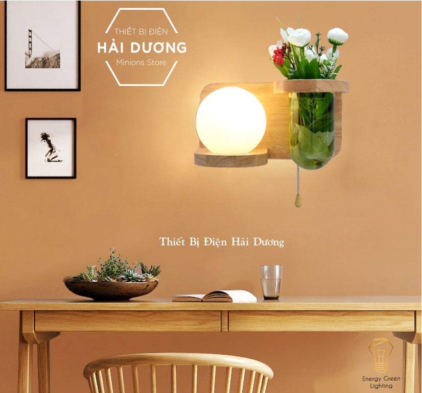 Đèn Tường Kệ Gỗ Chao Thủy Tinh Hiện Đại DT-2714 - Trang Trí Căn Phòng - Đã Bao Gồm Bóng Led