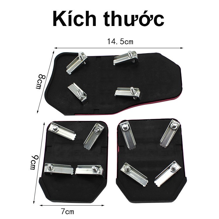 Bộ ốp bọc chân ga, chân côn, bọc chân phanh cho xe số sàn MT phong cách thể thao-MÀU ĐỎ: SKU:254