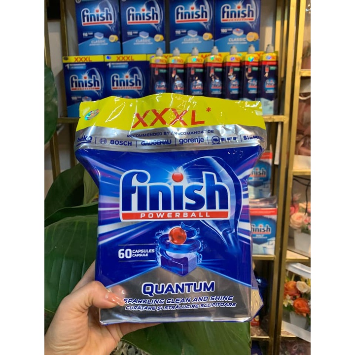 Viên rửa bát chén Finish Quantum max 60 viên siêu cao cấp