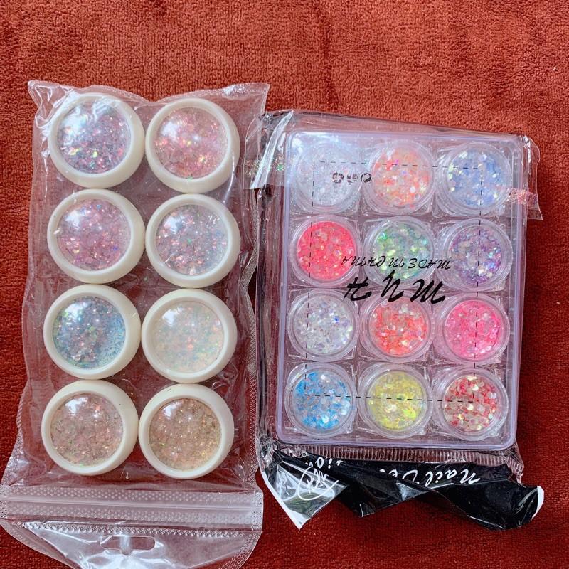 set nhũ siêu sáng trang trí nail 8-10 ô hạt lớn