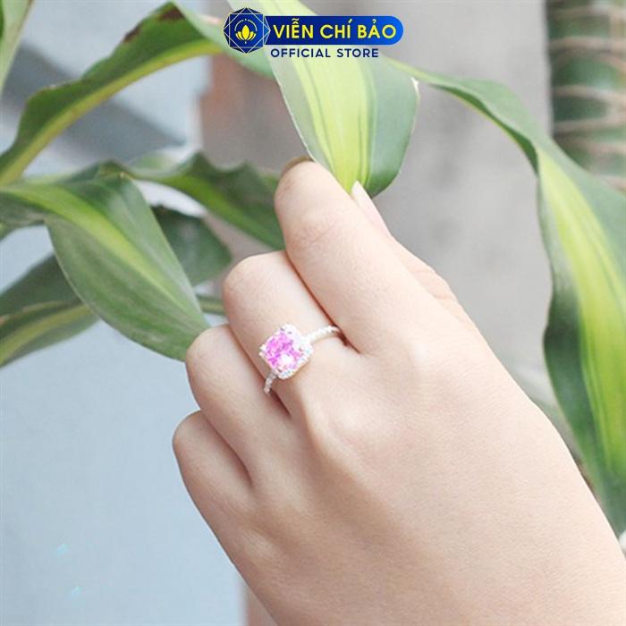 Nhẫn bạc nữ đính đá hồng chất liệu bạc 925 thời trang phụ kiện trang sức nữ thương hiệu Viễn Chí Bảo N400010