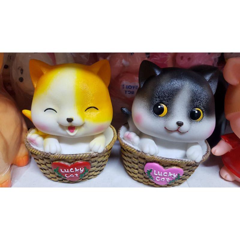 lucky cat mèo may mắn nhựa tiết kiệm quà tặng con heo đất