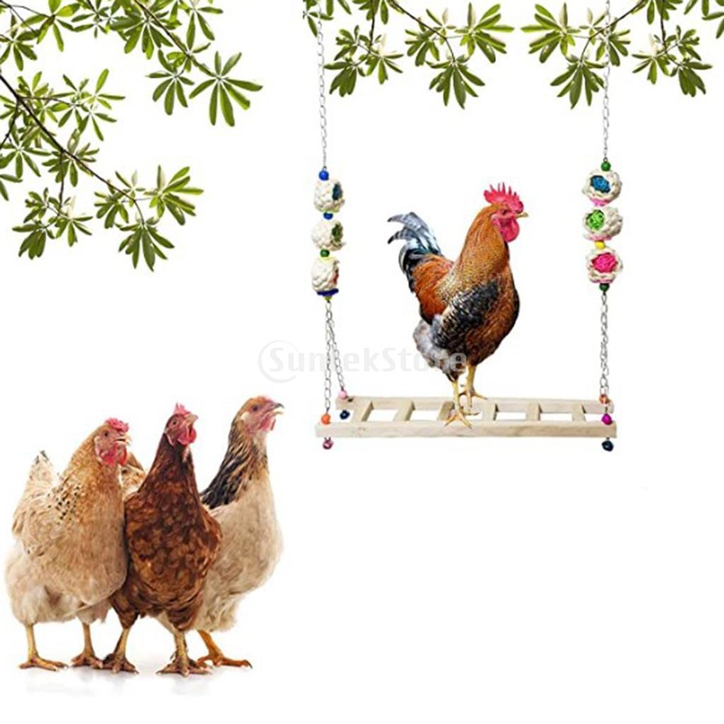 Chicken Swing Ladder Wooden Perch Handmade Bird Toy for Macaw Trainning