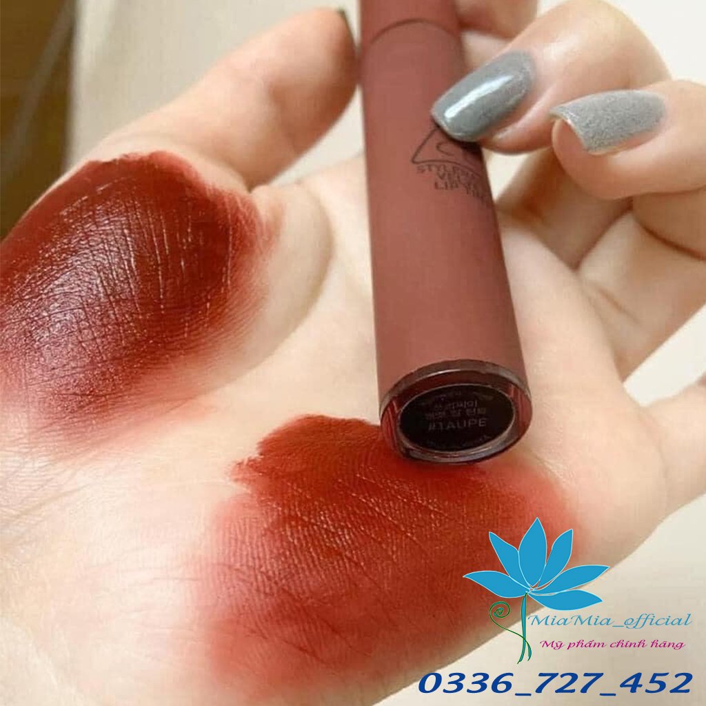 Son 3CE Velvet Lip Tint Taupe Son Tint Kem Lì Màu Đỏ Nâu Bền Màu Lâu Trôi [CAM KẾT NHẬP KHẨU CHÍNH HÃNG 100%]