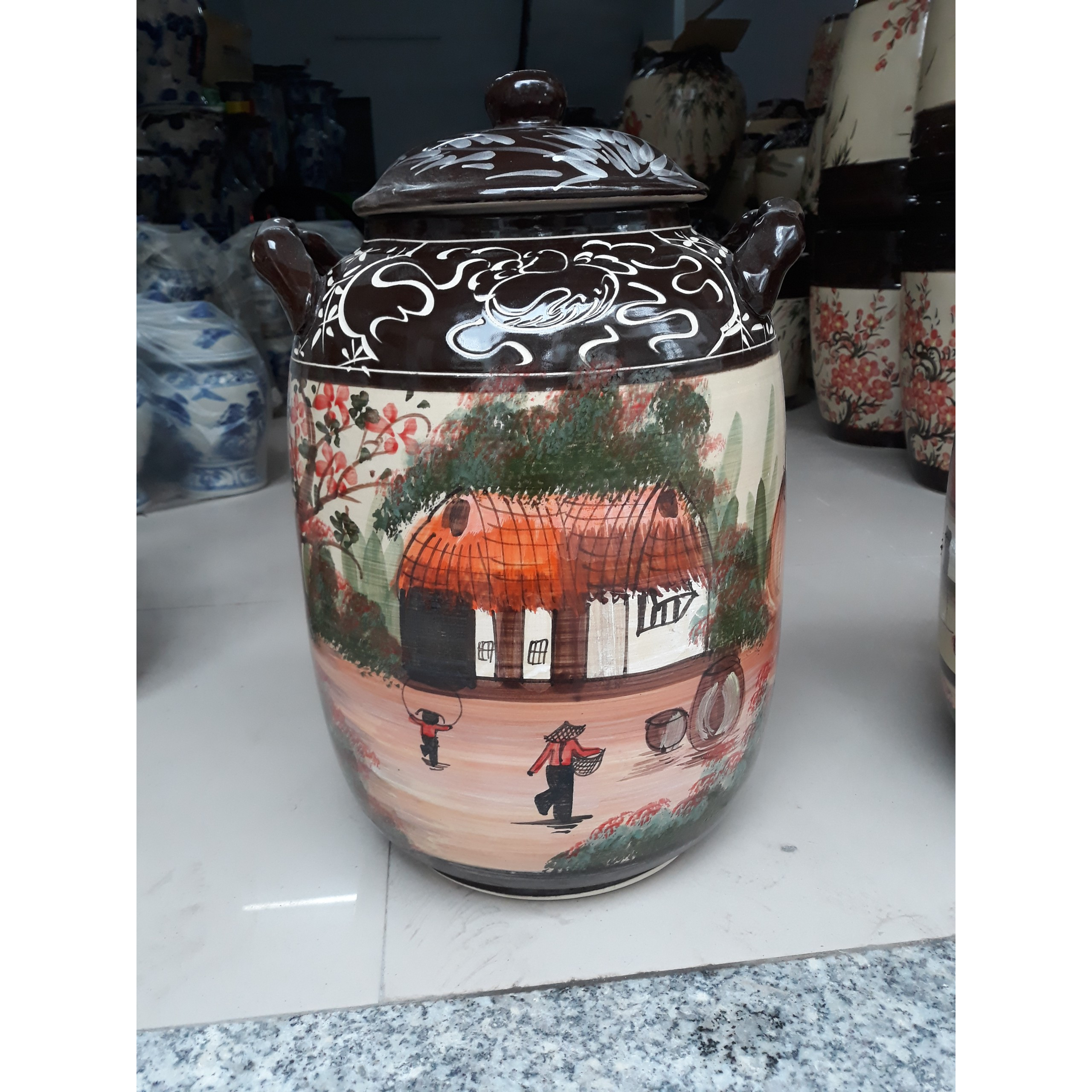Hũ đựng gạo 15kg gốm Bát Tràng