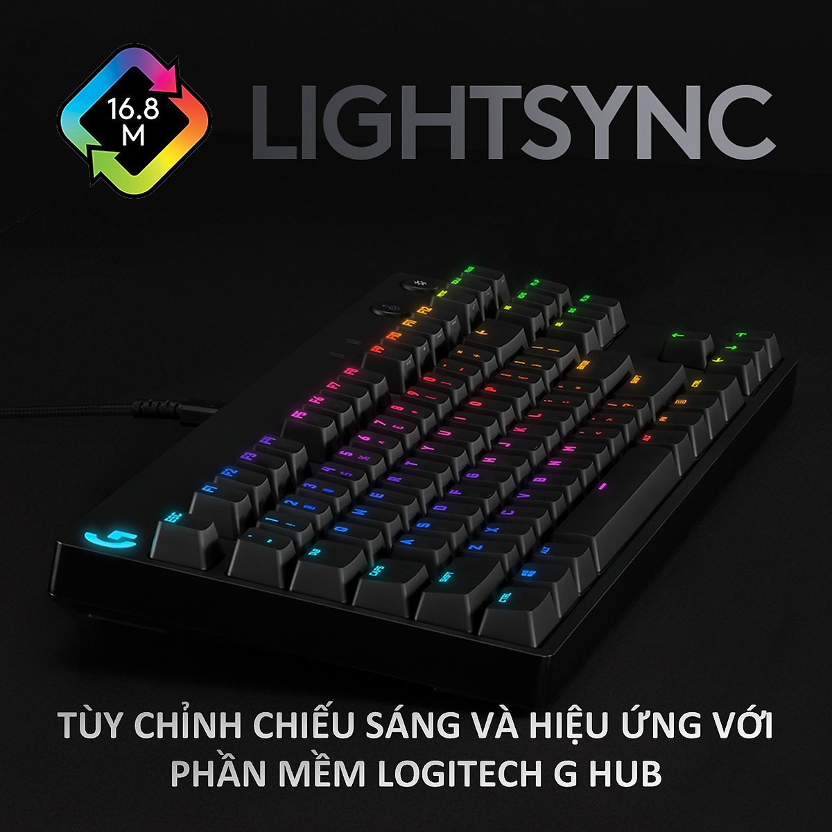 Bàn phím cơ game có dây Logitech G Pro - Không phím số, switch GX Clicky, RGB - Hàng Chính Hãng