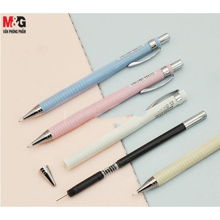 Bút chì kim M&amp;G tự động vàng, xanh dương, hồng, trắng màu pastel nhẹ nhàng-AMP01102