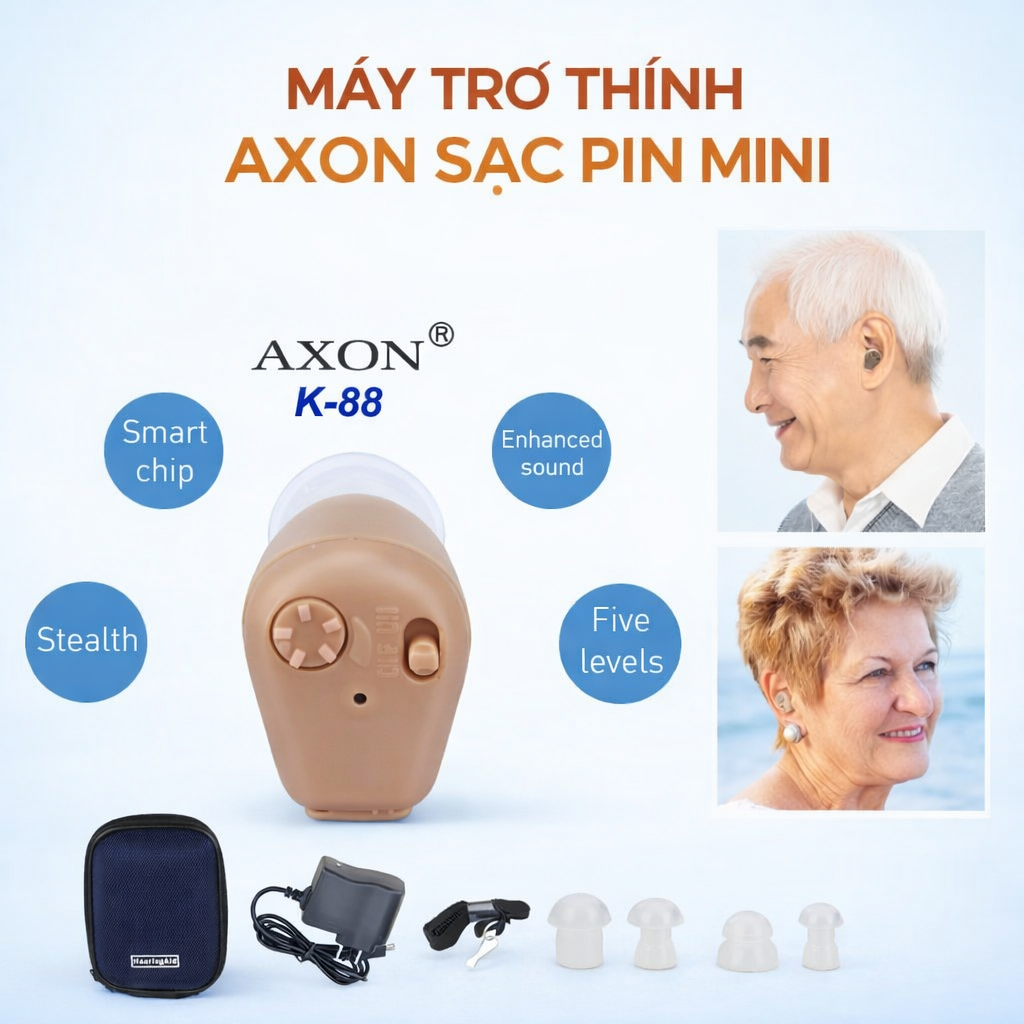 Tai Nghe AXON Mini Trợ Thíjnh Cao Cấp – Sạc Pin Nhanh, Nhỏ Gọn, Hỗ Trợ Nghe Rõ Mọi Lúc Mọi Nơi, ĐÈN TRANG TRÍ , ĐỒ DÙNG NGOÀI TRỜI , ĐỒNG HỒ TREO TƯỜNG