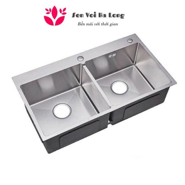 Combo Chậu Rửa Bát 2 HỐ BẰNG INOX SUS 304 KOREA ĐÚC và Vòi NÓNG LẠNH 304 - HÀNG CHUẨN