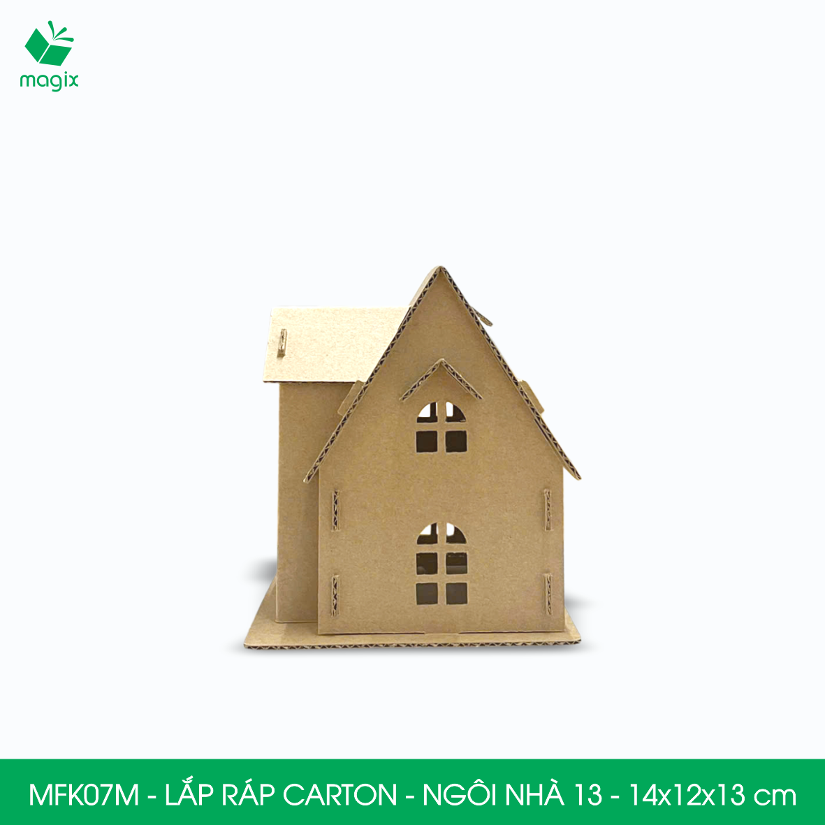 MFK07M -14x12x13 cm - Mô hình ngôi nhà lắp ráp từ bìa carton cao cấp, nhà giấy carton mini sáng tạo
