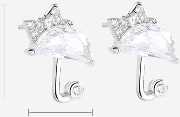 Khuyên tai bạc xinh - Bông tai Bạc Nữ 925 chiếc dù đính đá xinh