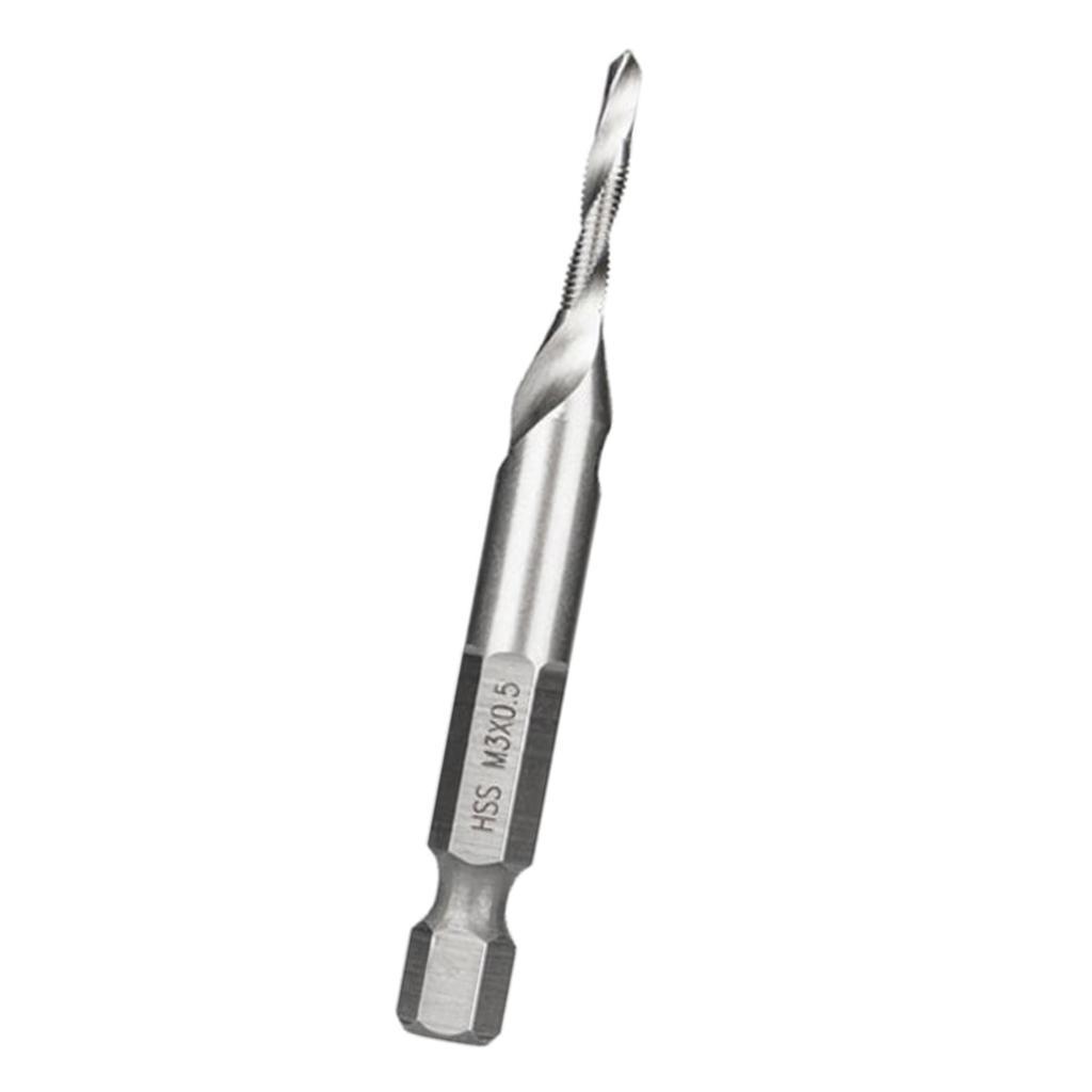 HSS 6542 Combination Drill Tap Bit Set Fractional inch 1/8'', 5/32", 3/16", 1/4", 5/16", 3/8" with 1/4” Hex Shank Spiral Flute Tapping Tool