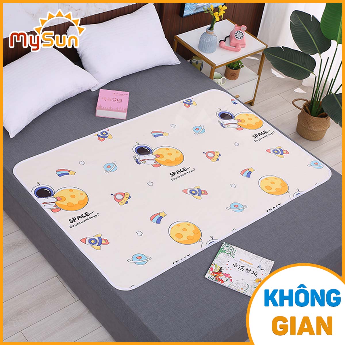 Miếng khăn lót nệm, tấm thảm chống thấm nước tiểu cỡ lớn, trải giường cho em bé, trẻ sơ sinh MySun – Động vật 70×90