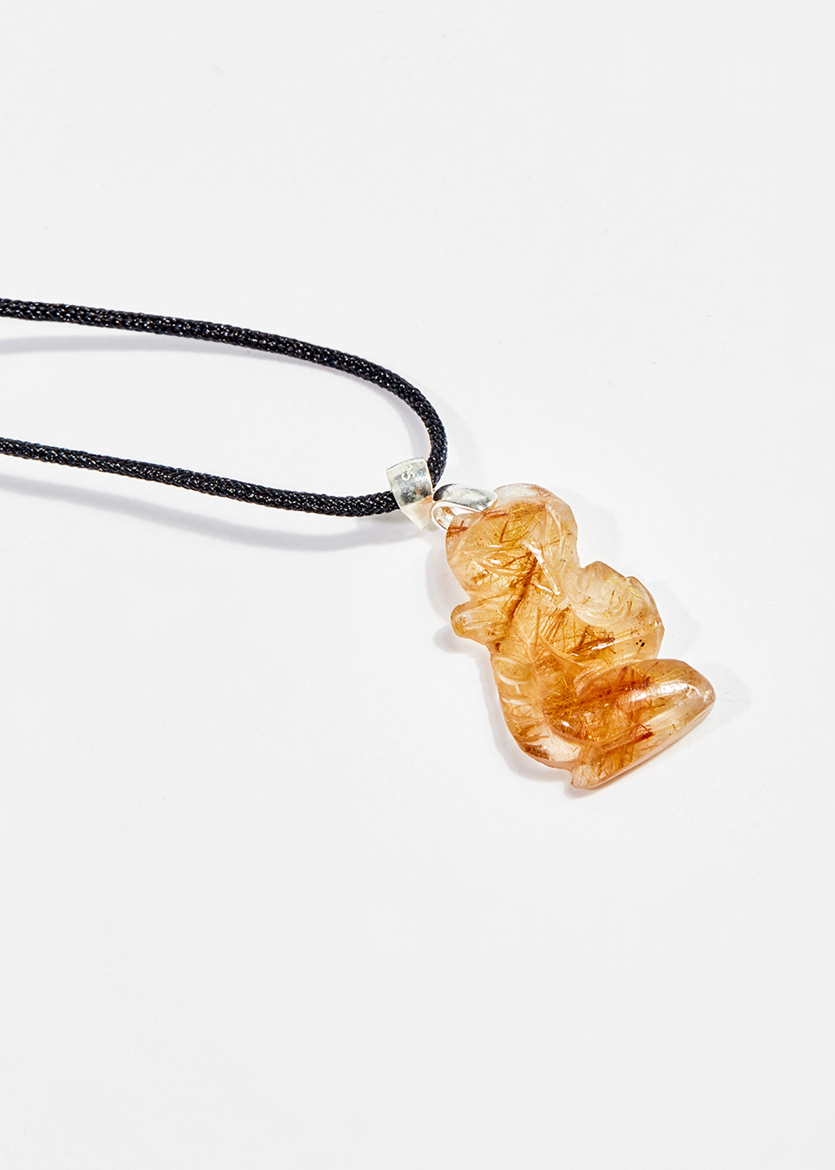 Dây chuyền phong thủy đá thạch anh tóc vàng hồ ly 9 đuôi ôm mẫu đơn 2.5cm mệnh thủy , kim - Ngọc Quý Gemstones