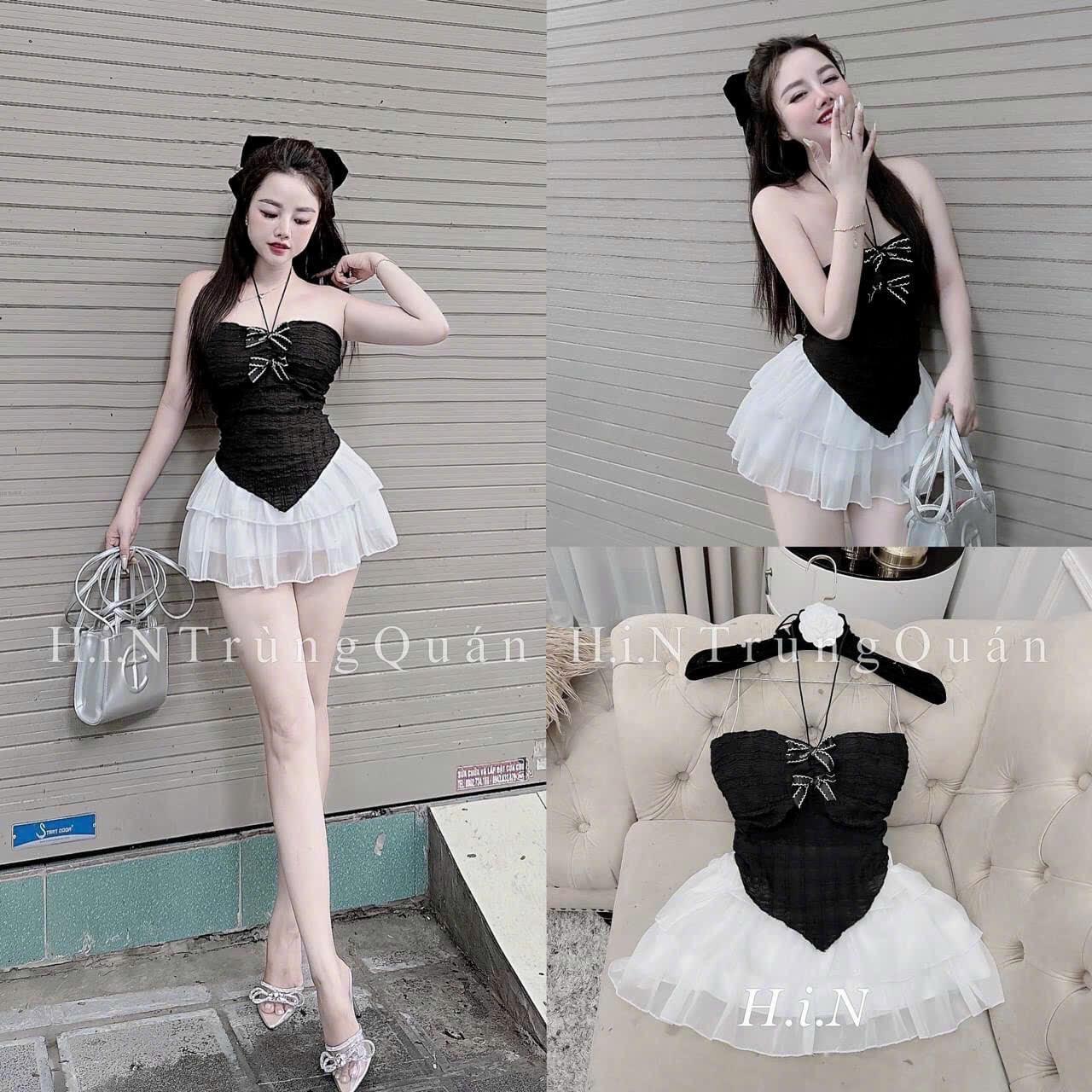 SET ĐI CHƠI, SET 2 MÓN ÁO CROPTOP KIỂU CÚP NGỰC NƠ PHỐI CHÂN VÁY TẦNG XÒE CỰC KUTE