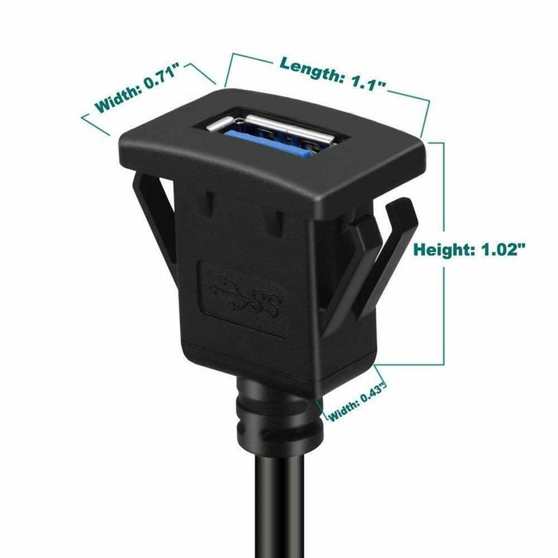 USB 3.0 PANEL Flush Mount Mở rộng cáp mở rộng với khóa cho xe tải xe tải xe máy 1m
