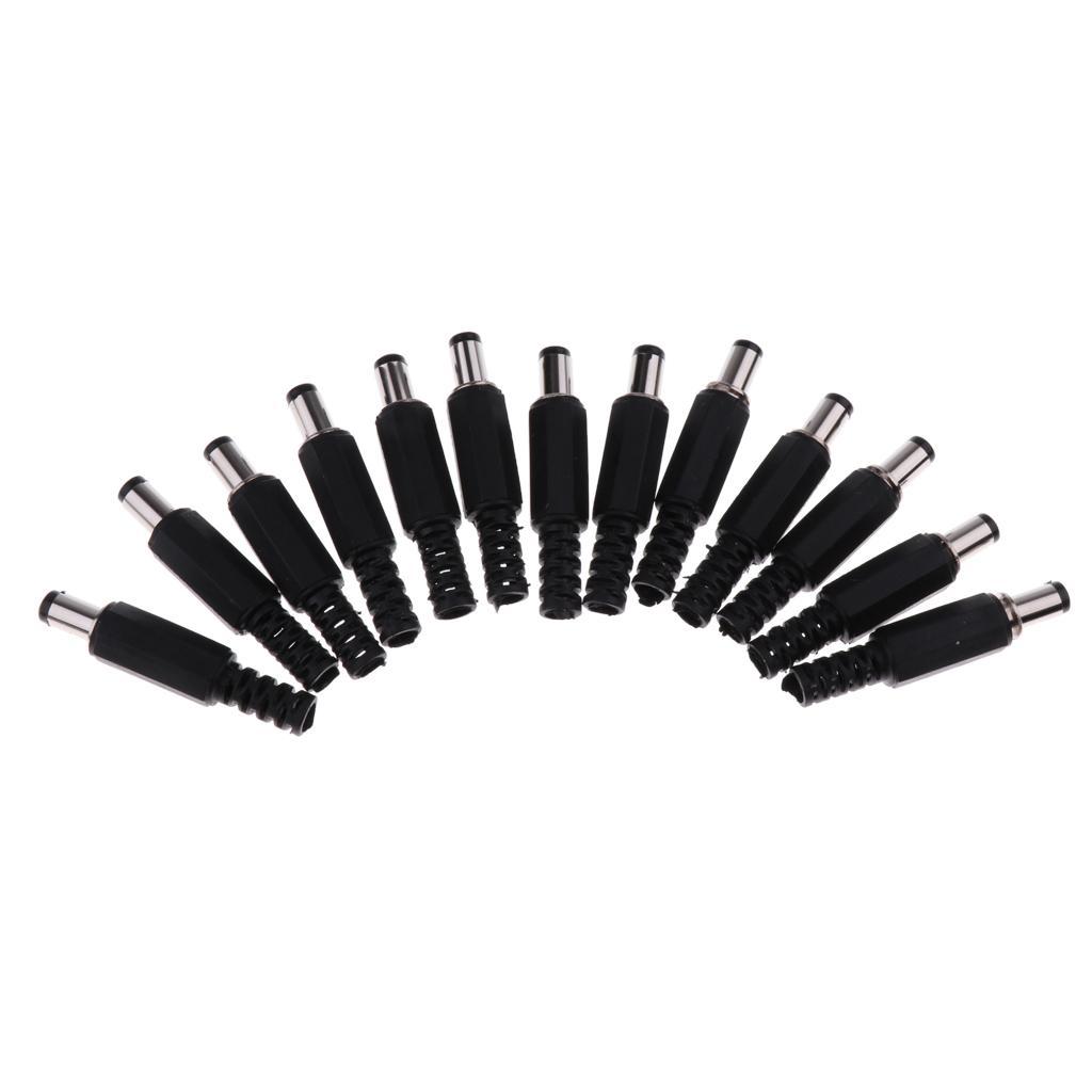 50pcs 2.5*5.5mm 2.5mm DC Power Male Plug Soldering Connector Plastic Cover Black
