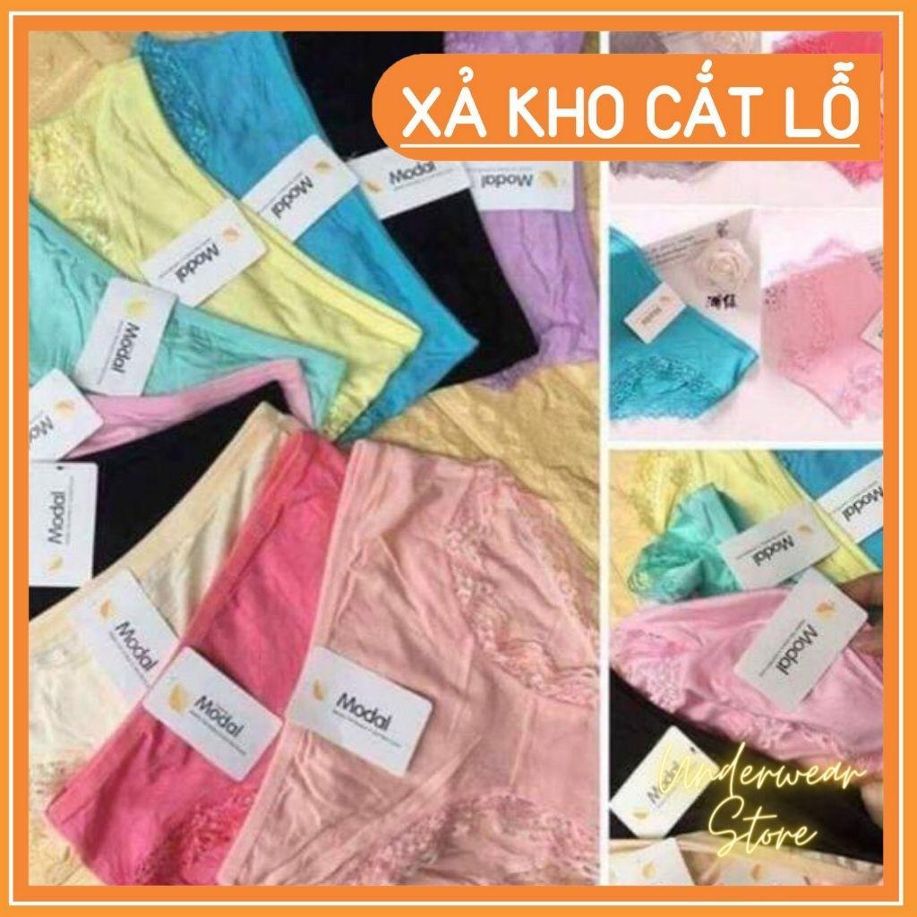 Sét 10 Quần Lót Nữ Cotton Modal Viền Ren Mềm Cực Mát - Ảnh Chụp Thật Kèm Video