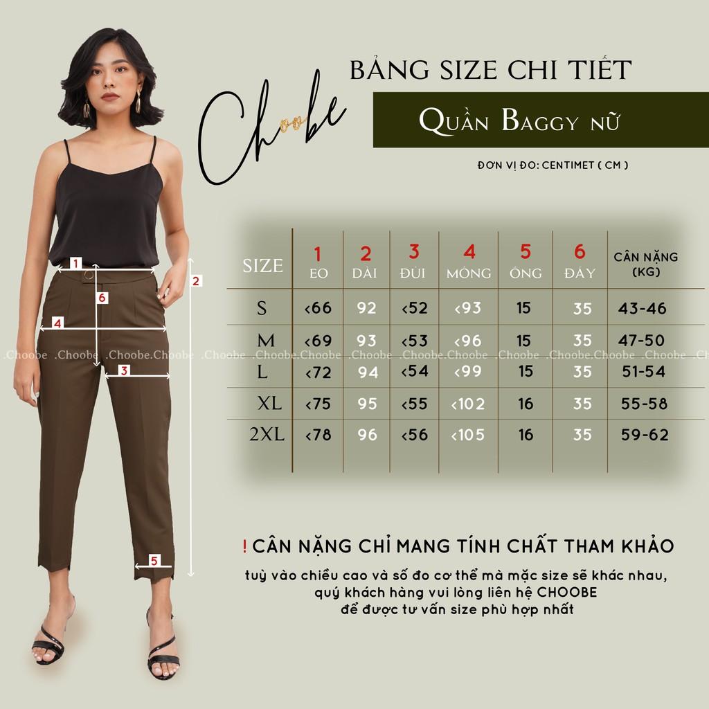 Quần baggy nữ Choobe đai tròn đẹp cúc bấm đồ công sở form dáng chuẩn chất vải cao cấp - Q11