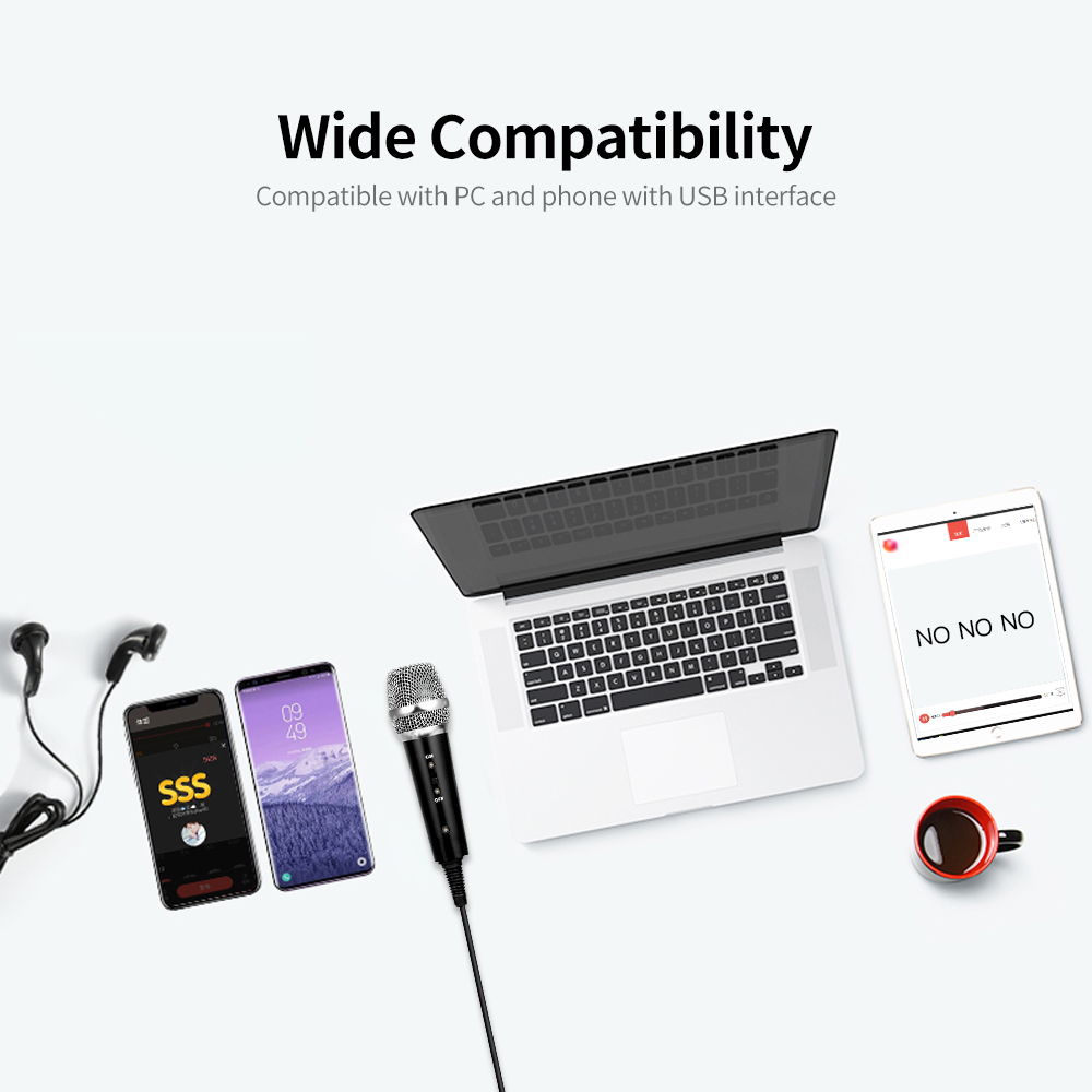 Micrô Ngưng Tụ Hát Karaoke Có Dây USB Không Ổ Đĩa Có Chân Đế