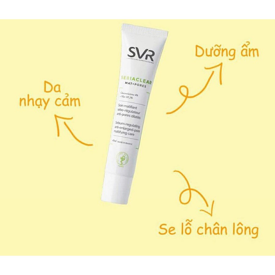 Kem Dưỡng SVR Sebiaclear Mat+Pores 40ml Giảm Mụn Kiềm Dầu Và Thu Nhỏ Lỗ Chân Lông