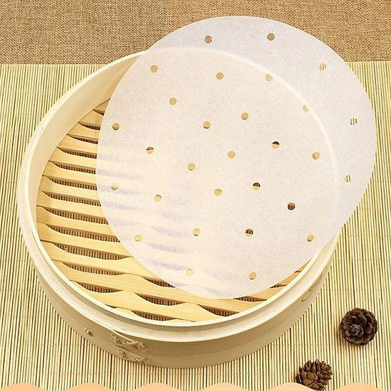 Giấy Nến Tròn Đục Lỗ Đường Kính 23cm ,Set 100 Tờ - Dùng Lót Xửng Hấp và Nồi Chiên Không Dầu