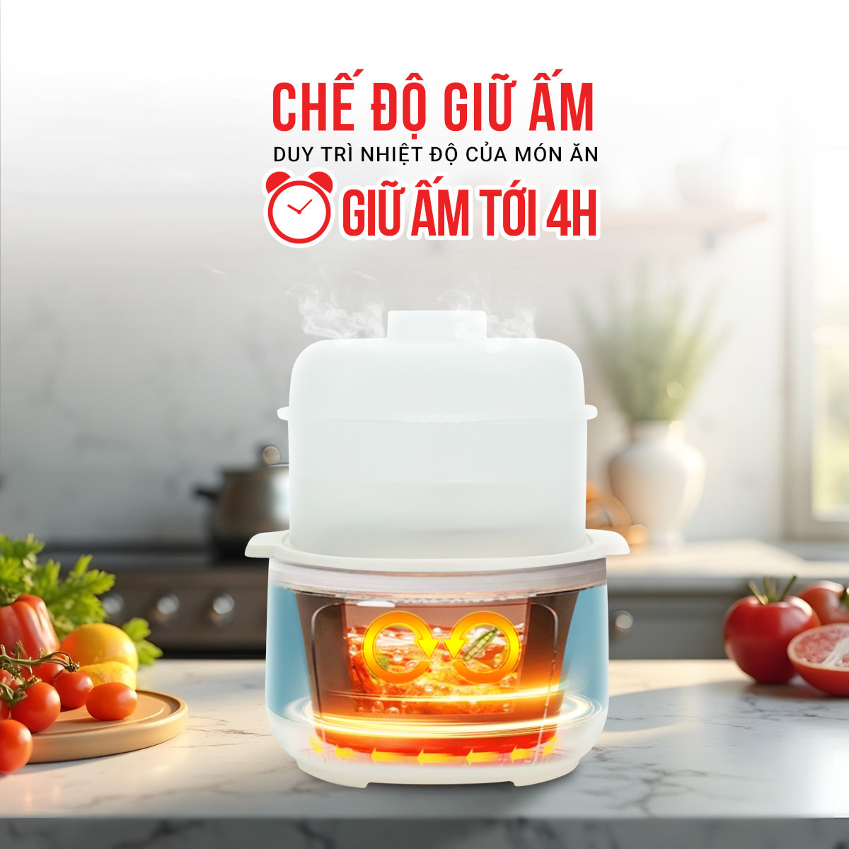 Nồi nấu chậm, nồi chưng yến, nồi hấp đa năng Kalpen SK2 dung tích 1L, hàng chính hãng