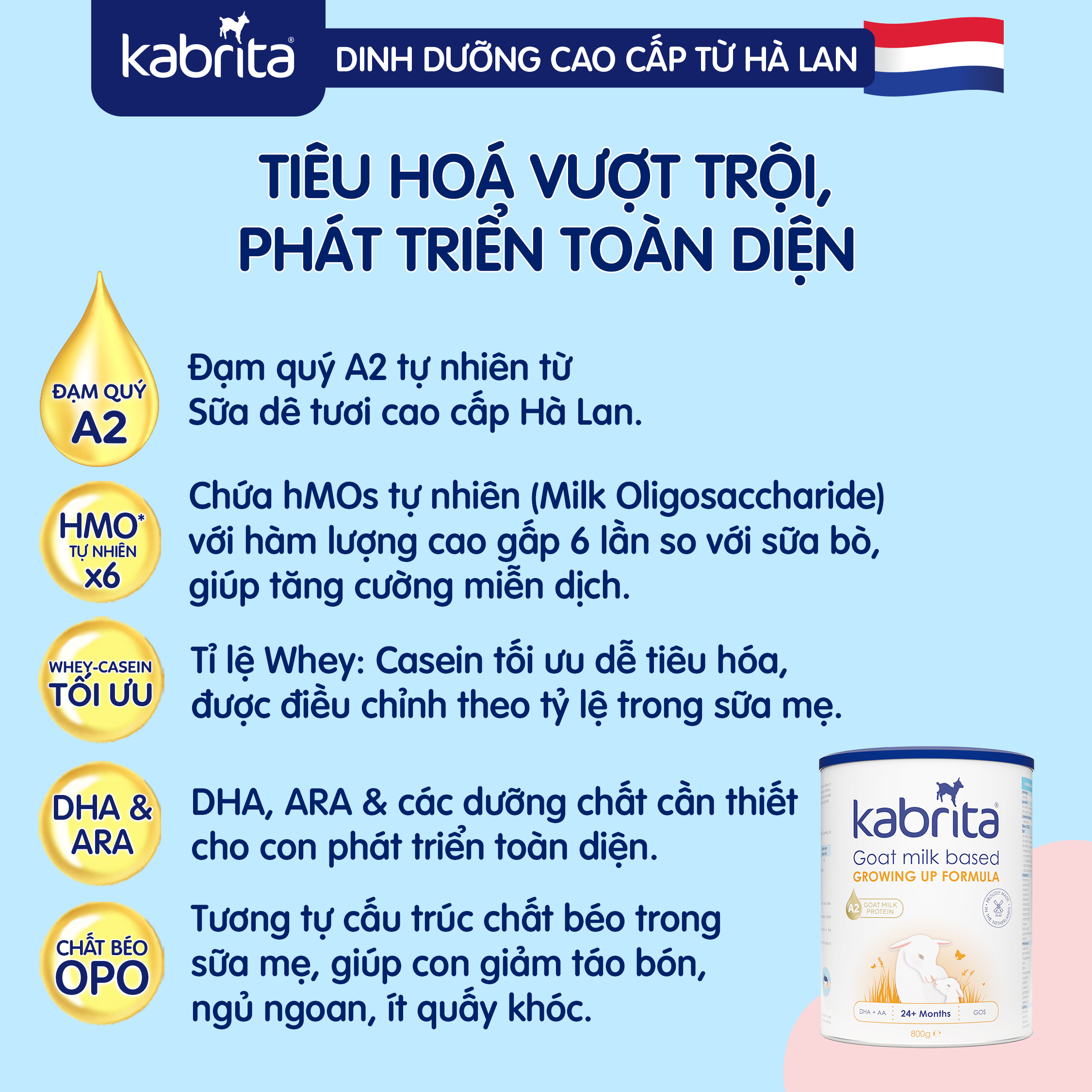 Sữa dê Kabrita số 3 cho trẻ trên 24 tháng - Lon 800g