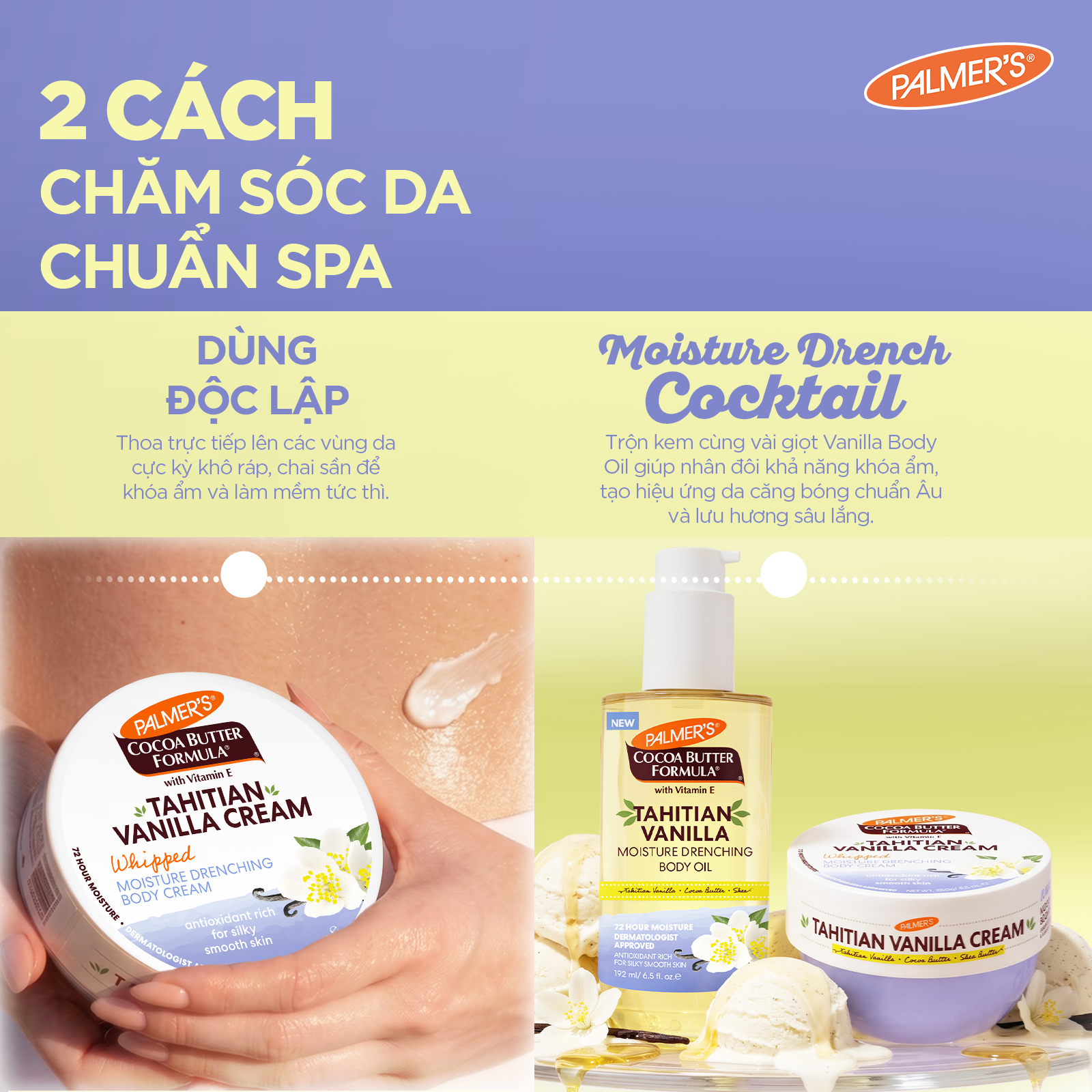 [Mới] Combo 2 Kem Dưỡng Thể Toàn Thân Palmer's Tahitian Vanilla Whipped Body Cream 250g