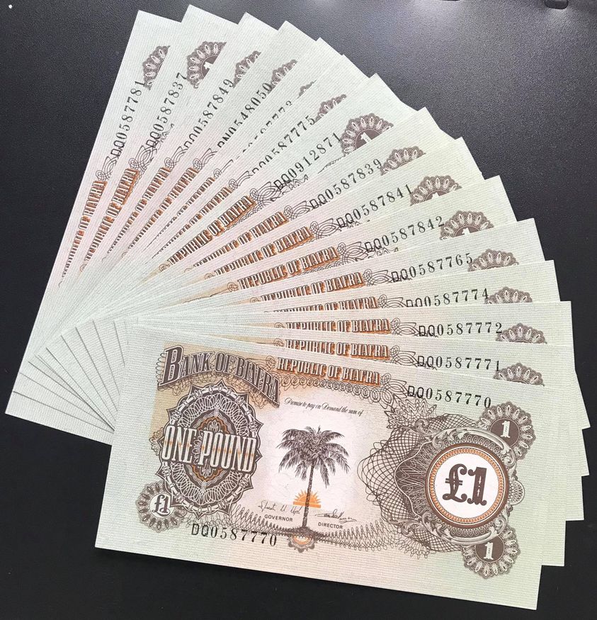 Tiền Biafra, quốc gia không còn tồn tại, mệnh giá 1 pound - Tiền mới keng 100% - Tặng túi nilon bảo quản