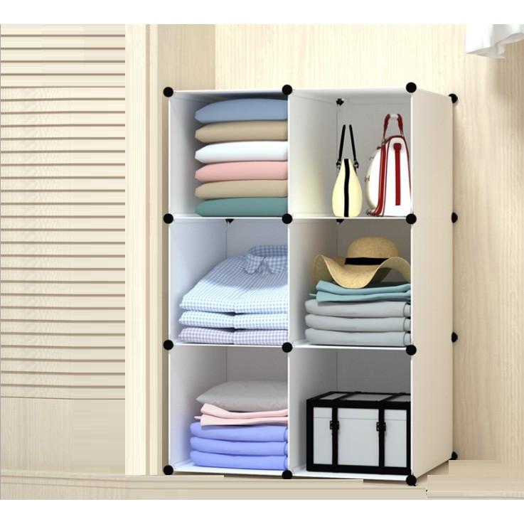 Kệ Nhựa Đa Năng Chia Ngăn Tủ 6 Ô Lớn Màu Trắng, Kiểu 2x3 - Bảo hành 1 năm