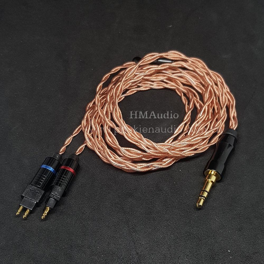 Dây tai nghe đồng OFC 1.2mm tết 4 - Connector HD650 HD600 HD660s HD25 HD580