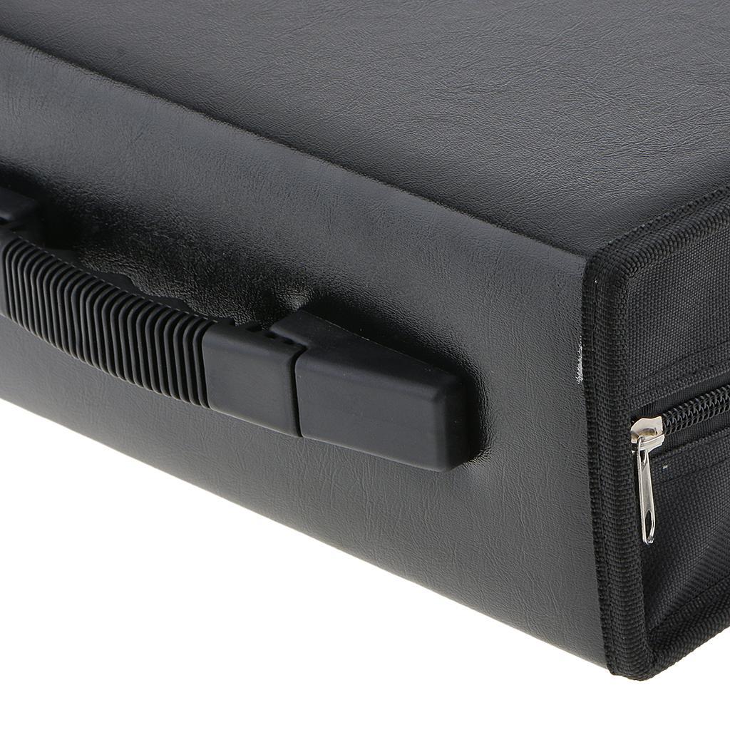 2 Pieces Durable Leather Large CD DVD VCD Disk Storage Case Holder Bag Black