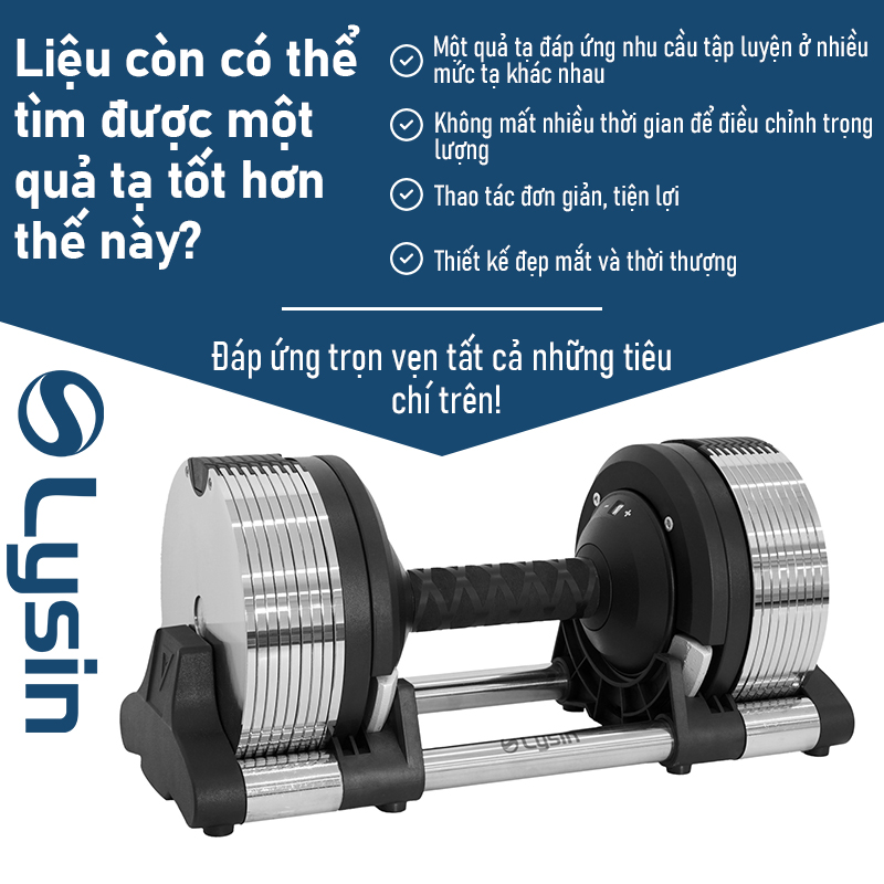 Tạ Tay Điều Chỉnh Thông Minh LYSIN 20KG, Adjustable Dumbbell, 18 Cấp Độ Tạ, Thiết Kế Cao Cấp Cho Gym Tại Nhà