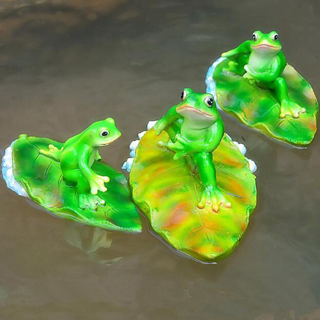 Summer Water Surffing Lotus Leaf Frog Statue Ornament Bathtub Animal