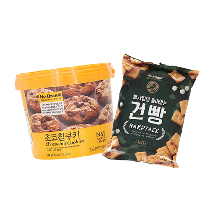 [Combo] Bánh Quy Xô Chocochip + Bánh Quy Giòn Hardtack Kẹo Đường No Brand Hàn Quốc 245g