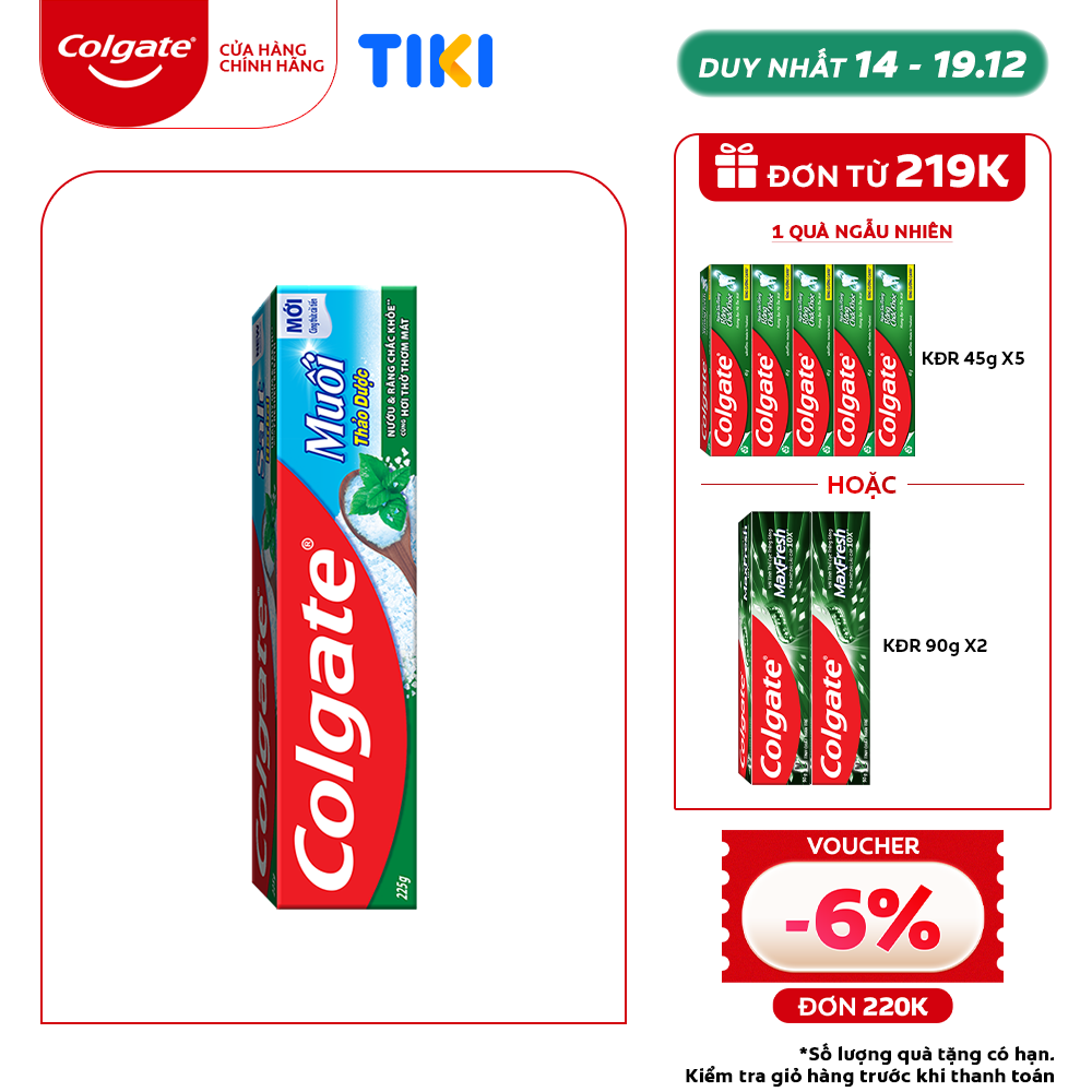 Kem đánh răng Colgate muối thảo dược 225g/tuýp