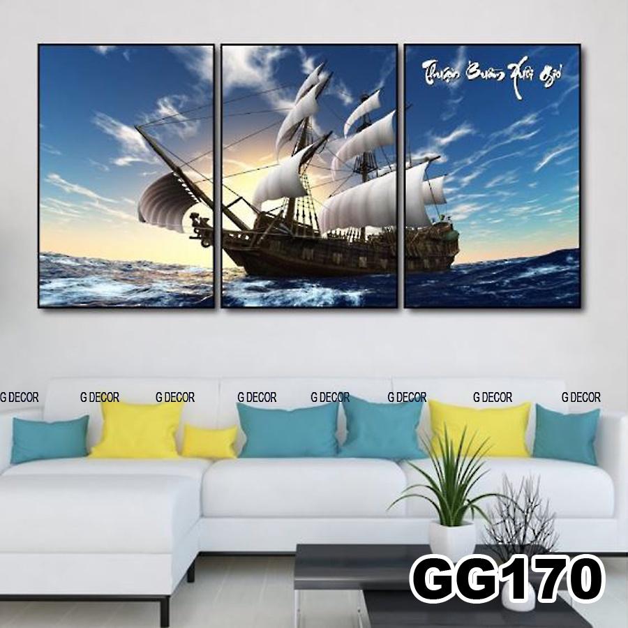 Tranh treo tường canvas 3 bức phong cách hiện đại Bắc Âu 70, tranh biển trang trí phòng khách, phòng ngủ, phòng ăn, spa