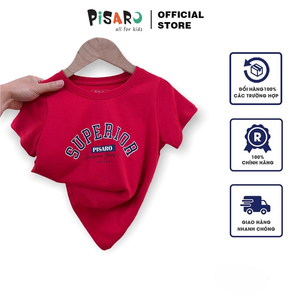Áo thun ngắn tay bé gái bé trai Pisaro Kids, áo phông hè cộc tay cho bé vải cotton cao cấp