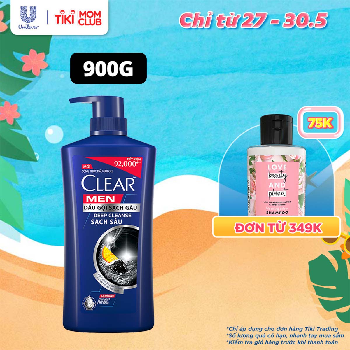 Dầu Gội Đầu Clear Men Deep Cleanse Than Hoạt Tính Đánh Bay Gàu, Ngứa Và Vi Khuẩn Dưỡng Tóc Khỏi Khói Bụi 900G