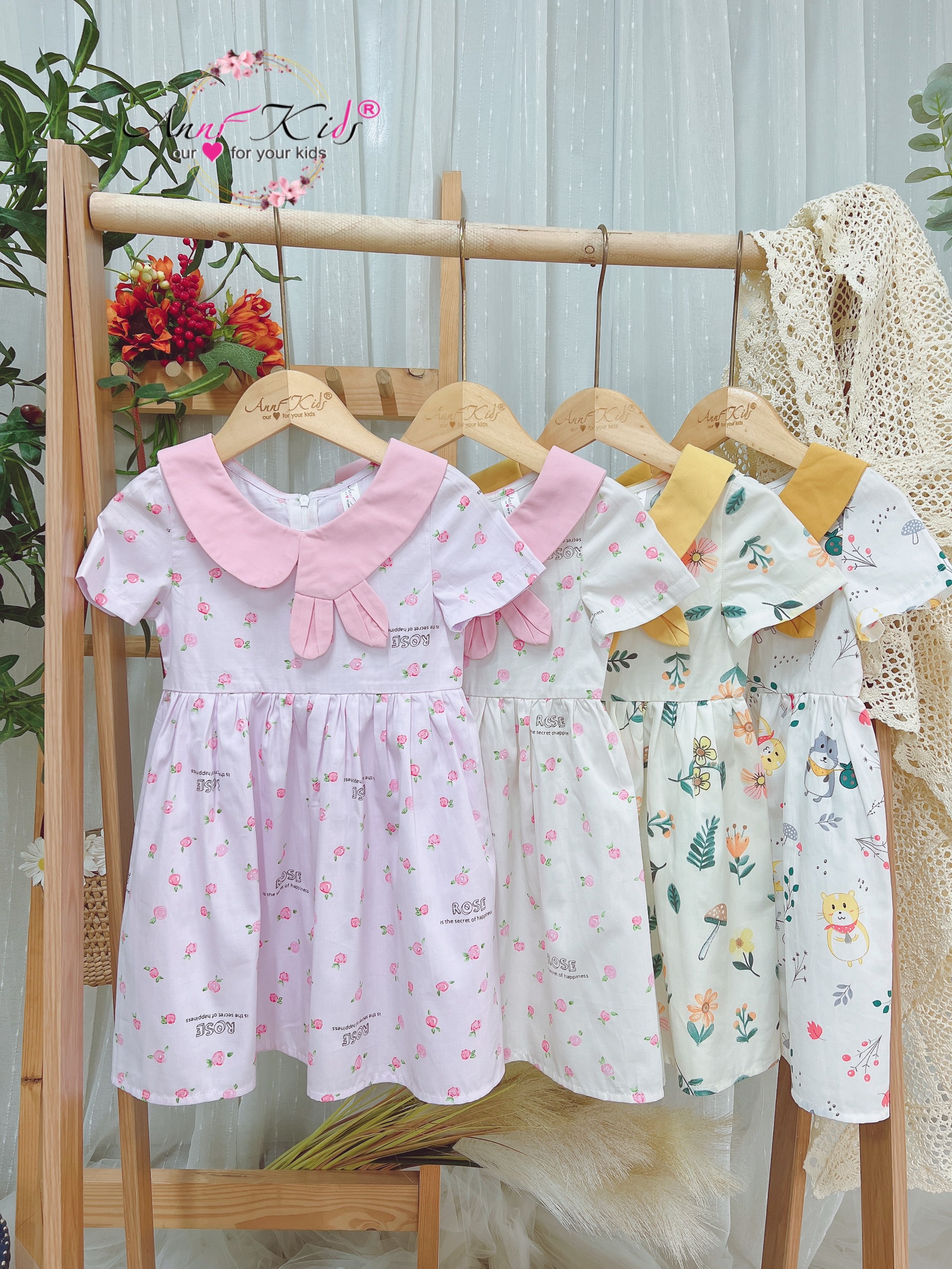 Váy cổ sen tai thỏ cho bé gái 7kg-33kg
