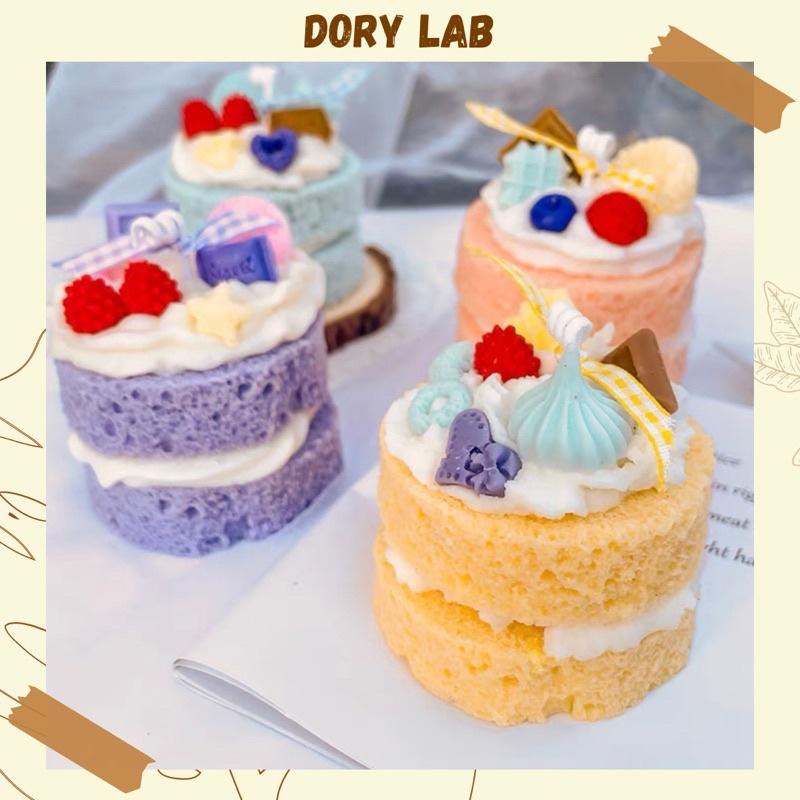 Nến Thơm Bánh Kem 2 Tầng Mix Topping Màu Pastel Handmade, Quà Tặng Sinh Nhật - Dory Lab