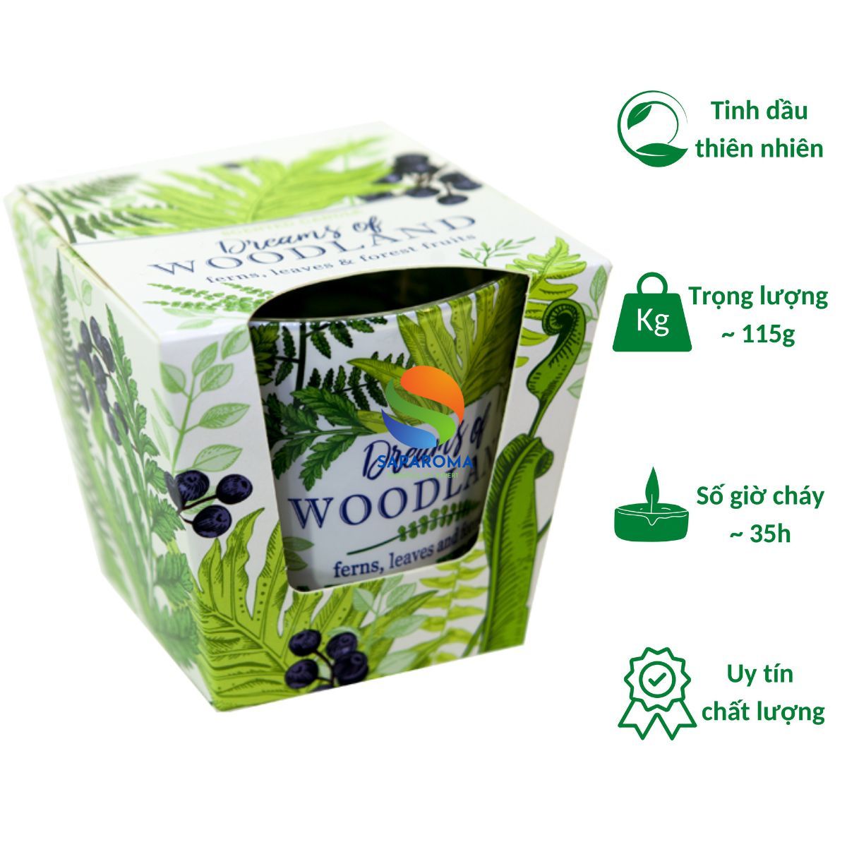 Ly nến thơm tinh dầu Bartek Dream of Woodland 115g QT04962 - cây dương sỉ, nến trang trí, thơm phòng, thư giãn, hỗ trợ khử mùi (giao mẫu ngẫu nhiên)